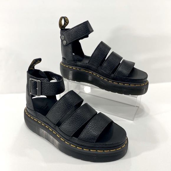 NEW CLARISSA II QUAD LEATHER PLATFORM SANDALS - Picture 11 of 15